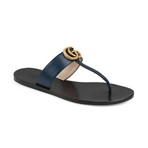 GUCCI LEATHER DOUBLE G THONG SANDALS